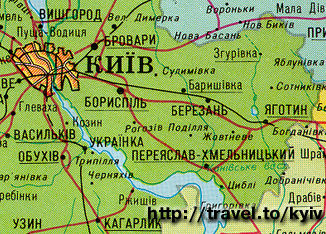 Карта Украины. Киевская область. Киев