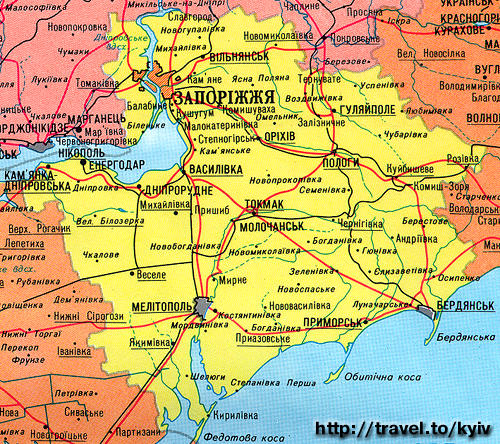 Карта Украины. Запорожская область